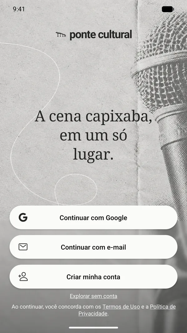 Tela de entrada do aplicativo